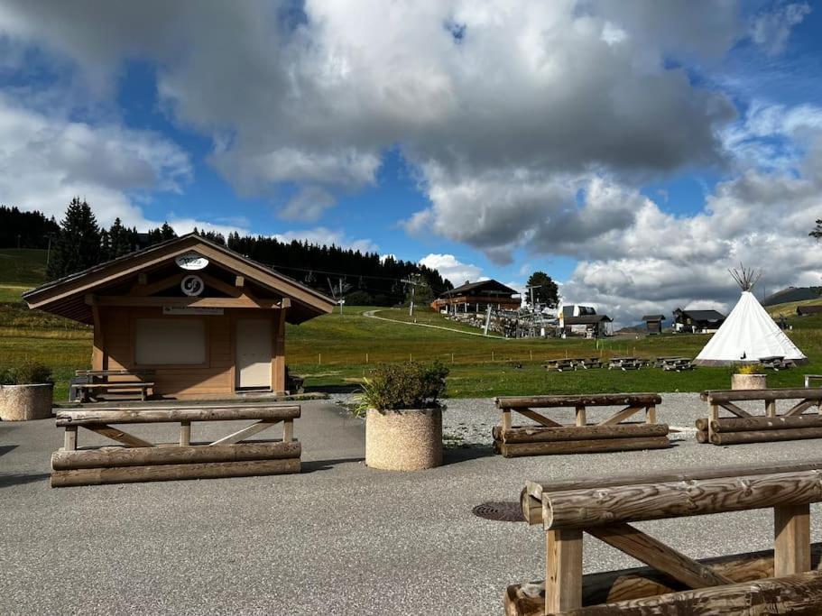Appartement la Clusaz avec terrasse sur les pistes de ski Manigod Extérieur photo